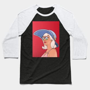 Retro poster woman wearing a hat Baseball T-Shirt